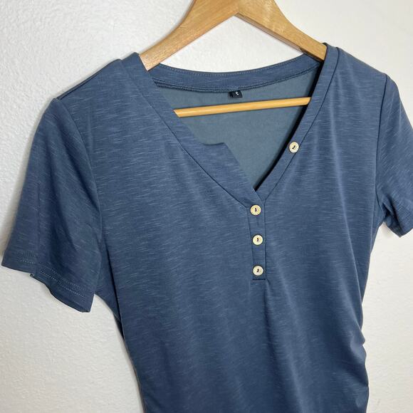 Dark Blue Side Ruched Tshirt Style Dress Small - Picture 3 of 11